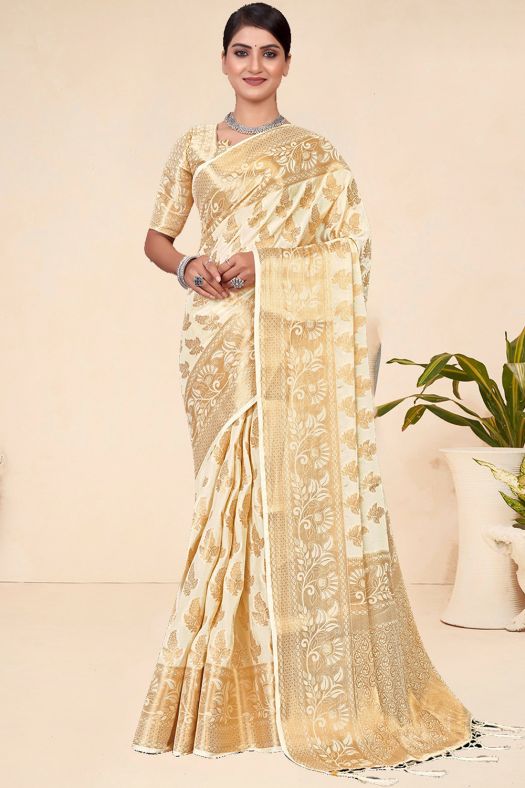 White Saree in Pure Viscose