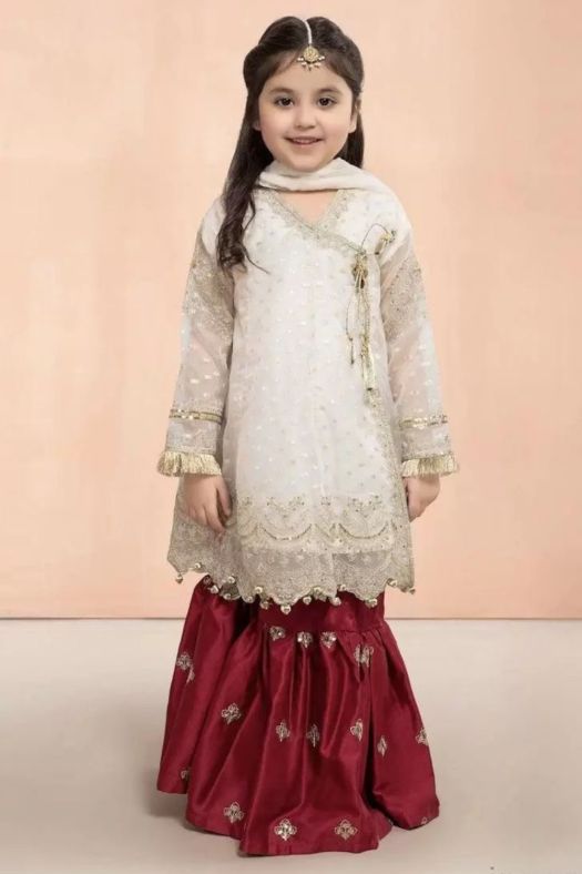White Anagrakha Organza Gharara Set