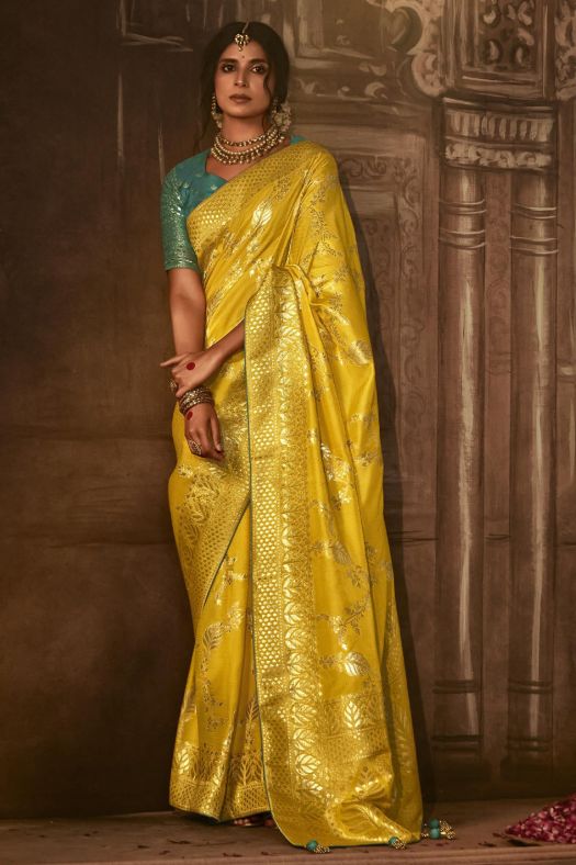 Mustard Yellow Silk Light Weight Saree
