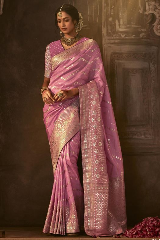 Baby Pink Silk Light Weight Saree