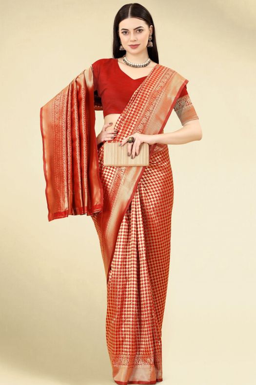 Red Jacquard Saree