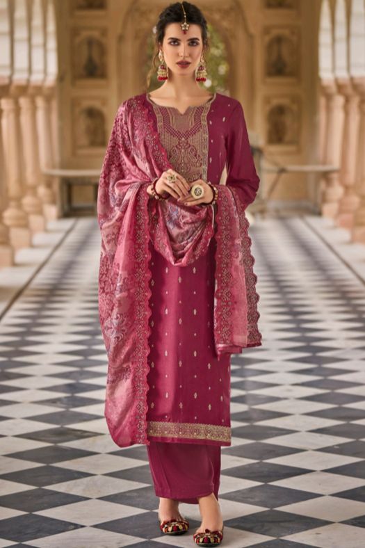 Pink Jacquard Kurta Set