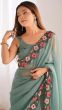 Dusty Green Embroidered Tissue Saree