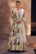 Ivory Multi Print Georgette Embroidered Anarkali Gown