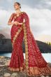 Red Fancy Silk Saree With Embroidery