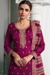 Wine Red Georgette Silk Embroidered Palazzo Suit