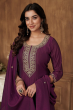 Purple Silk Embroidered Anarkali Suit Set
