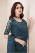 Tael Blue and Silver Ombre Chiffon Zari Embroidered Saree