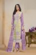 Lavender Multicolor Embroidered Organza Trouser Suit