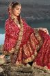 Red Fancy Silk Saree With Embroidery