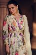 Ivory Multi Print Georgette Embroidered Anarkali Gown