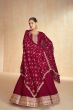 Maroon Embroidered A Line Anarkali Suit Set