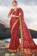 Red Fancy Silk Saree With Embroidery