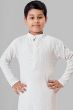 Off White Embroidered Kids Cotton Kurta