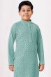 Sea Green Embroidered Kids Cotton Kurta