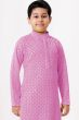Pink Embroidered Kids Cotton Kurta