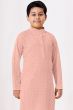 Peach Embroidered Kids Cotton Kurta