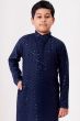 Blue Embroidered Kids Cotton Kurta