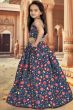 Blue Silk Printed Ethnic Lehenga