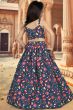 Blue Silk Printed Ethnic Lehenga