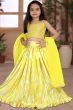 Yellow Silk Printed Ethnic Lehenga