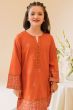 Orange Cotton Kurti Set