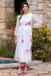 White Floral Printed Cotton Dress