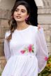 White Floral Printed Cotton Dress