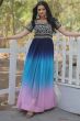 Dark Blue Zari Sequin Embroidered Georgette Gown 