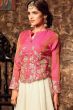 Cream Georgette Semi Stitched Party Gown