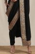 Black Velvet Embroidered Dhoti Pant Style Saree