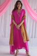 Cerise Pink Embroidered Chiffon A Line Suit