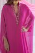 Cerise Pink Embroidered Chiffon A Line Suit