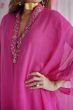 Cerise Pink Embroidered Chiffon A Line Suit