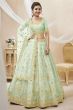 Pastel Green Embroidered Art Silk Lehenga