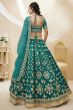 Teal Green Embroidered Art Silk Lehenga