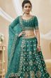 Teal Green Embroidered Art Silk Lehenga