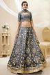 Grey Embroidered Art Silk Lehenga