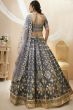 Grey Embroidered Art Silk Lehenga