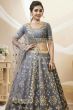Grey Embroidered Art Silk Lehenga