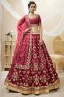 Red Embroidered Art Silk Lehenga