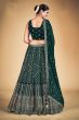 Dark Green Embroidered Georgette Lehenga Set