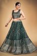 Dark Green Embroidered Georgette Lehenga Set