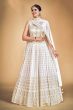 White Embroidered Georgette Lehenga Set