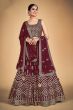 Maroon Embroidered Georgette Lehenga Set