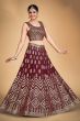 Maroon Embroidered Georgette Lehenga Set
