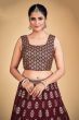 Maroon Embroidered Georgette Lehenga Set