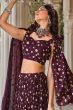 Wine Printed Georgette Lehenga Set With Shoulder Dupatta
