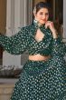 Bottle Green Printed Georgette Lehenga Set 
