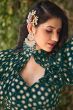 Bottle Green Printed Georgette Lehenga Set 